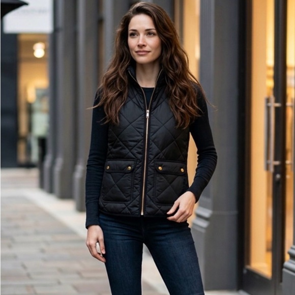 J. Crew Jackets & Blazers - J. Crew Black Quilted Vest for Women